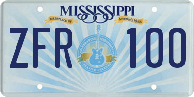 MS license plate ZFR100