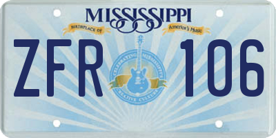 MS license plate ZFR106