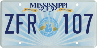 MS license plate ZFR107