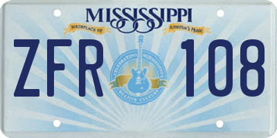 MS license plate ZFR108