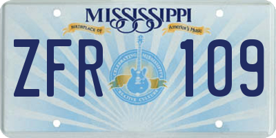 MS license plate ZFR109