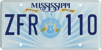 MS license plate ZFR110