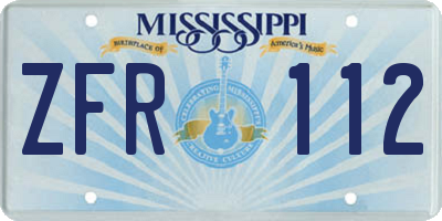 MS license plate ZFR112