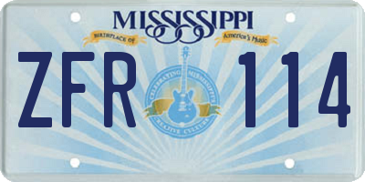 MS license plate ZFR114