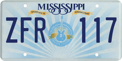 MS license plate ZFR117