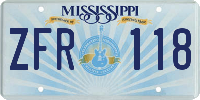 MS license plate ZFR118