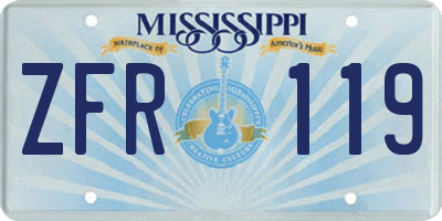 MS license plate ZFR119