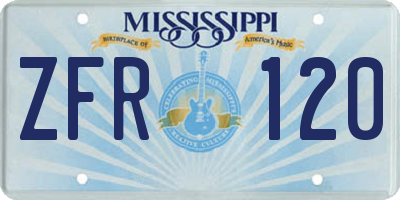 MS license plate ZFR120