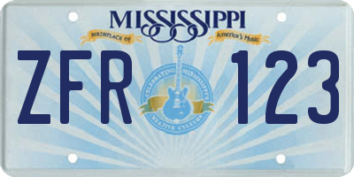 MS license plate ZFR123