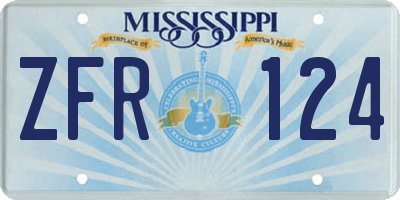MS license plate ZFR124