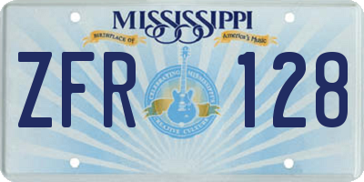 MS license plate ZFR128