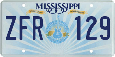 MS license plate ZFR129