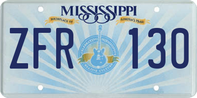 MS license plate ZFR130