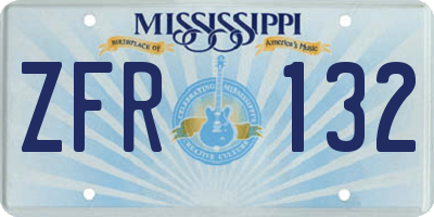 MS license plate ZFR132