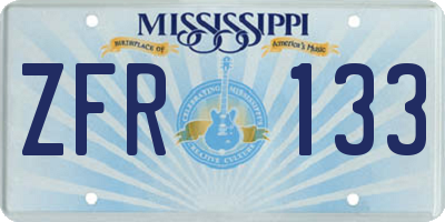 MS license plate ZFR133