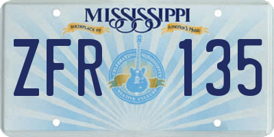 MS license plate ZFR135