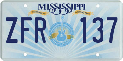 MS license plate ZFR137