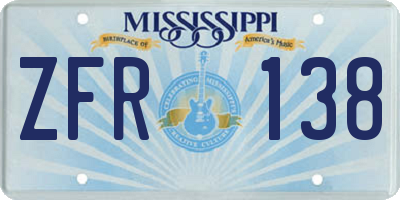 MS license plate ZFR138