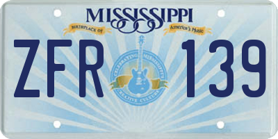 MS license plate ZFR139