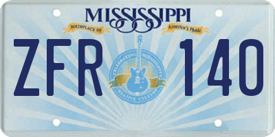 MS license plate ZFR140