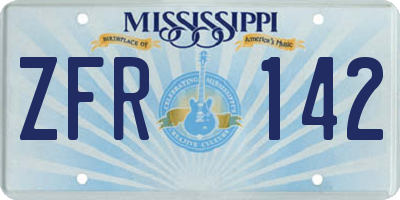 MS license plate ZFR142