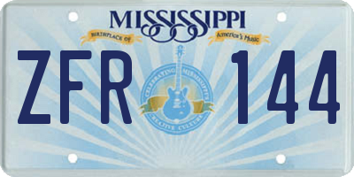 MS license plate ZFR144