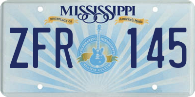 MS license plate ZFR145