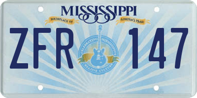 MS license plate ZFR147