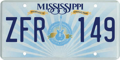 MS license plate ZFR149