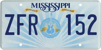 MS license plate ZFR152