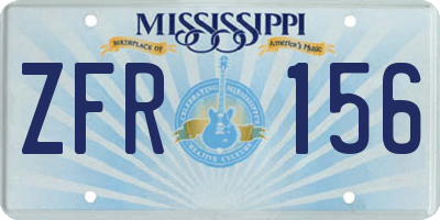 MS license plate ZFR156