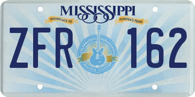 MS license plate ZFR162