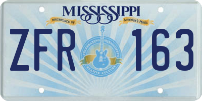 MS license plate ZFR163