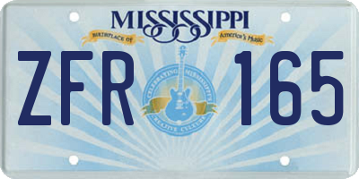 MS license plate ZFR165