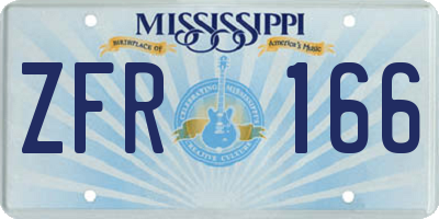 MS license plate ZFR166