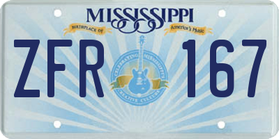 MS license plate ZFR167