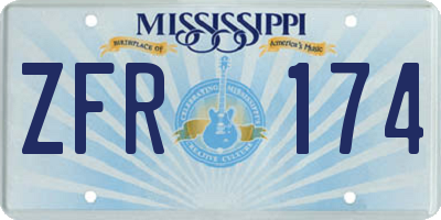 MS license plate ZFR174