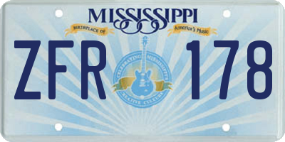 MS license plate ZFR178