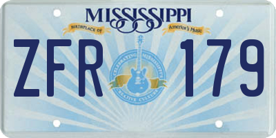 MS license plate ZFR179