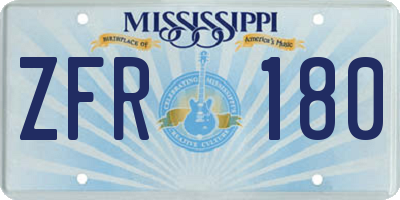 MS license plate ZFR180
