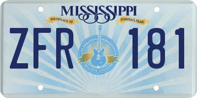 MS license plate ZFR181