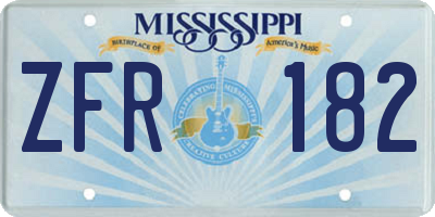 MS license plate ZFR182