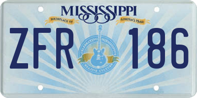 MS license plate ZFR186