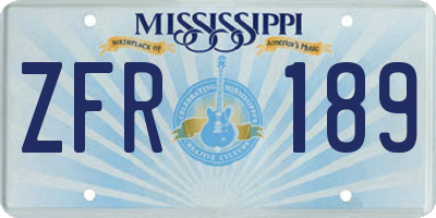 MS license plate ZFR189