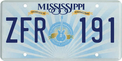 MS license plate ZFR191