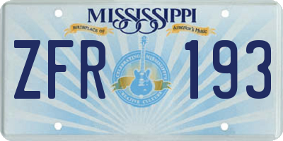 MS license plate ZFR193