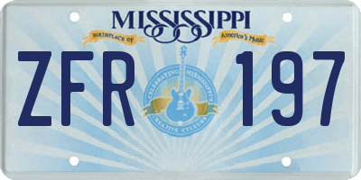 MS license plate ZFR197