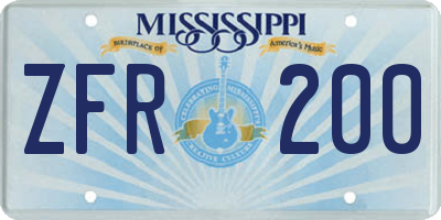 MS license plate ZFR200