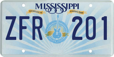 MS license plate ZFR201