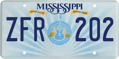 MS license plate ZFR202